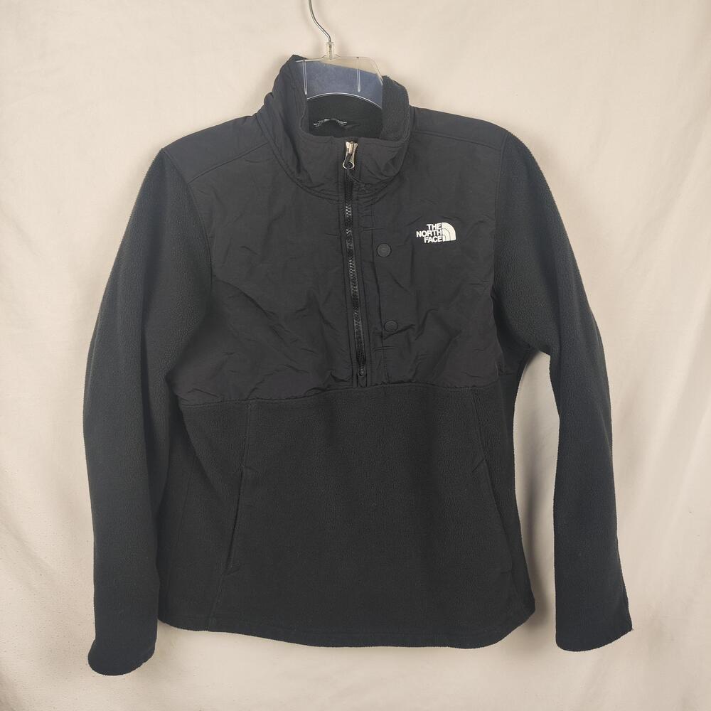 The North Face Jacket Womens Large Black Fleece 1/2 Zip Pullover Pockets Logo
